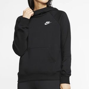 Nike Women's black Funnel-Neck Fleece Pullover Hoodie